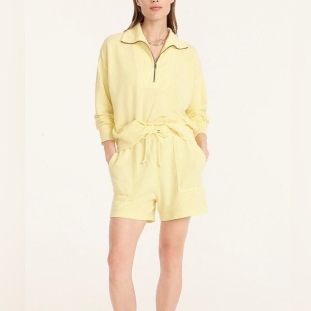 J Crew Magic Rinse Half Zip Sweatshirt Butter Yellow